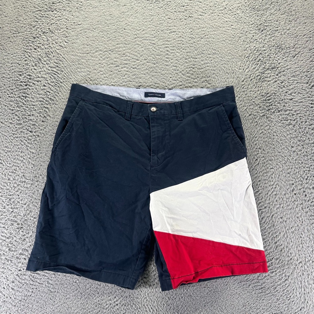 Tommy Hilfiger Shorts Mens 36 Blue Cotton Chino Preppy Workwear Travel Stretch